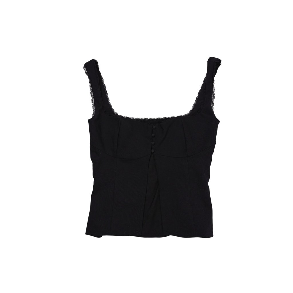 House Of Cb Noura Lace Trim Top In Black
